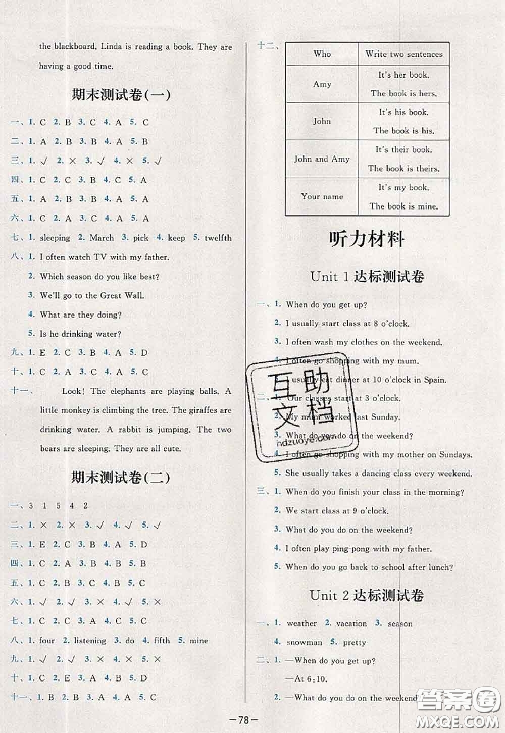 2020新版學(xué)而思基本功全優(yōu)試卷五年級英語下冊人教版答案