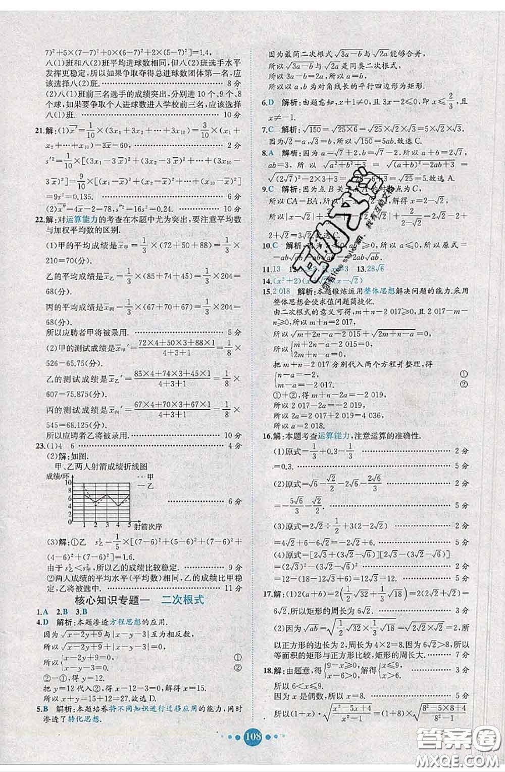 2020春課時(shí)練核心素養(yǎng)卷初中同步達(dá)標(biāo)測(cè)試卷八年級(jí)數(shù)學(xué)下冊(cè)答案