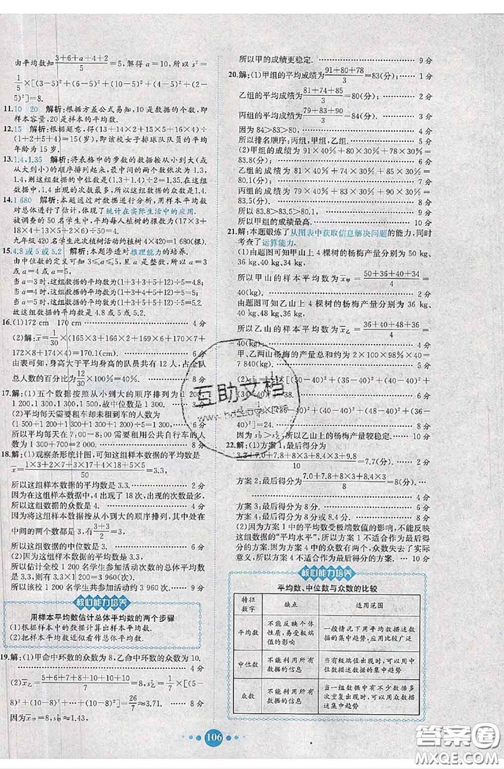 2020春課時(shí)練核心素養(yǎng)卷初中同步達(dá)標(biāo)測(cè)試卷八年級(jí)數(shù)學(xué)下冊(cè)答案