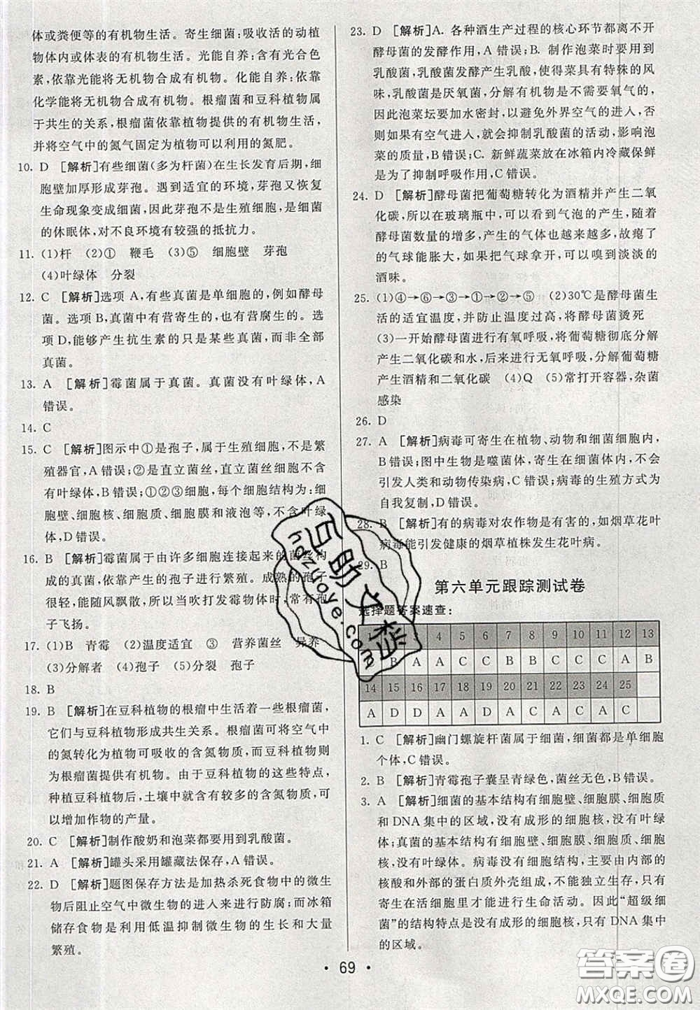 2020期末考向標(biāo)海淀新編跟蹤突破測試卷七年級生物下冊魯科版答案