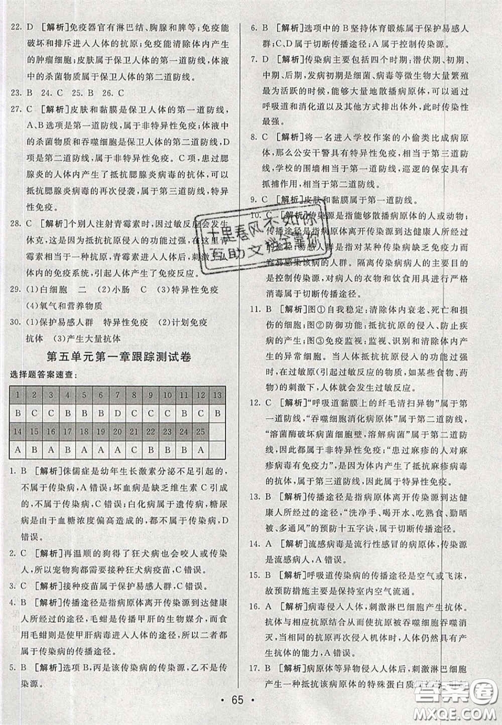 2020期末考向標(biāo)海淀新編跟蹤突破測試卷七年級生物下冊魯科版答案