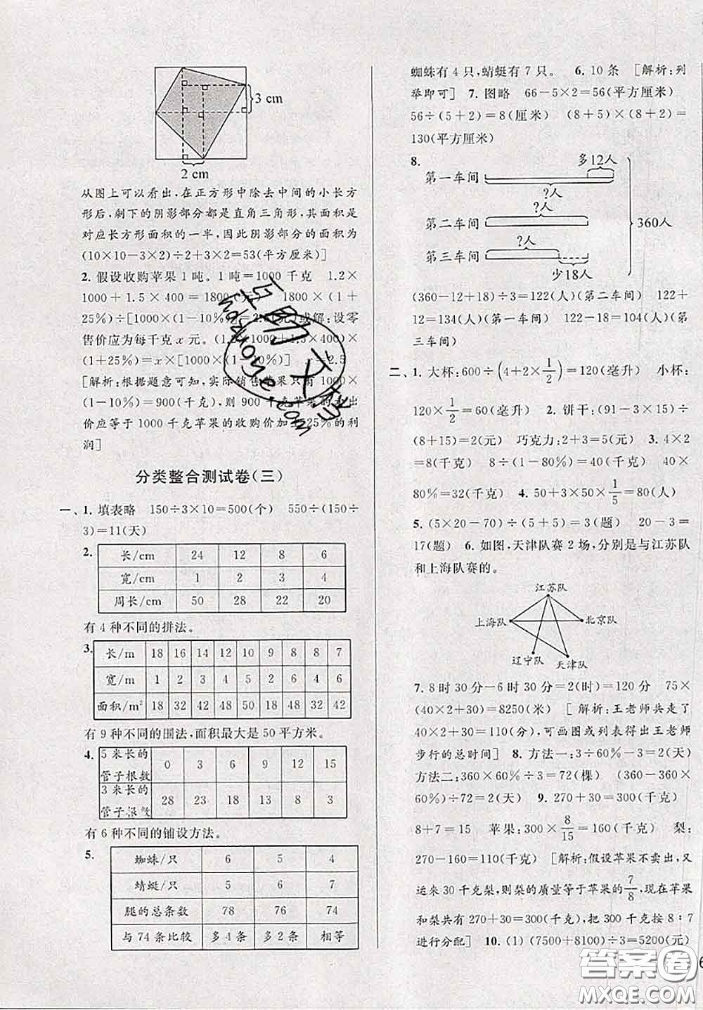 新世紀(jì)出版社2020年亮點(diǎn)給力大試卷六年級(jí)數(shù)學(xué)下冊(cè)江蘇版答案