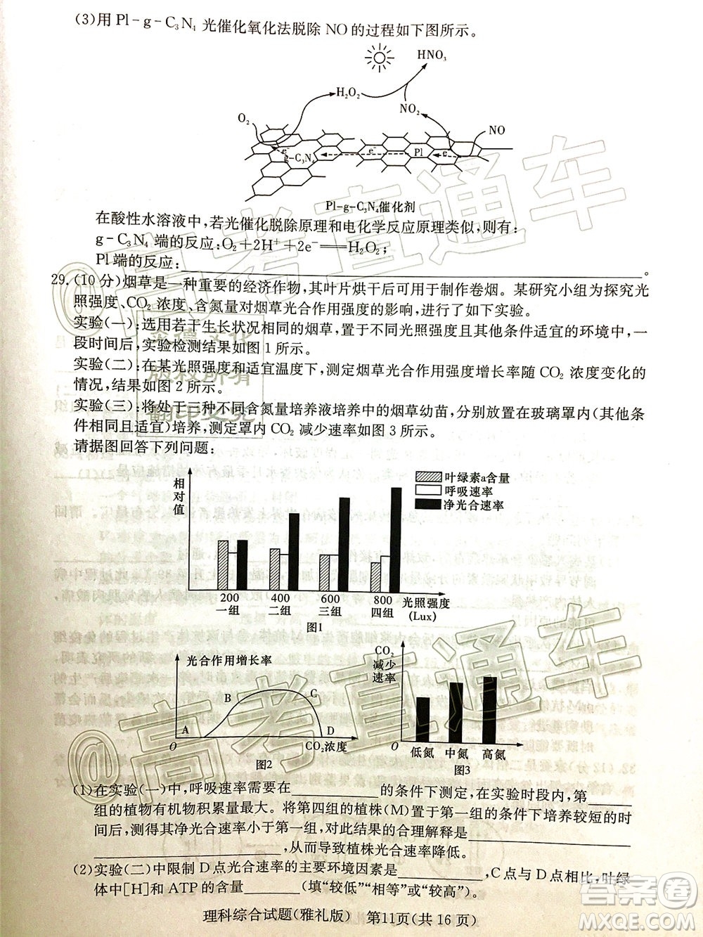 炎德英才大聯(lián)考雅禮中學(xué)2020屆高考模擬卷二理科綜合試題及答案