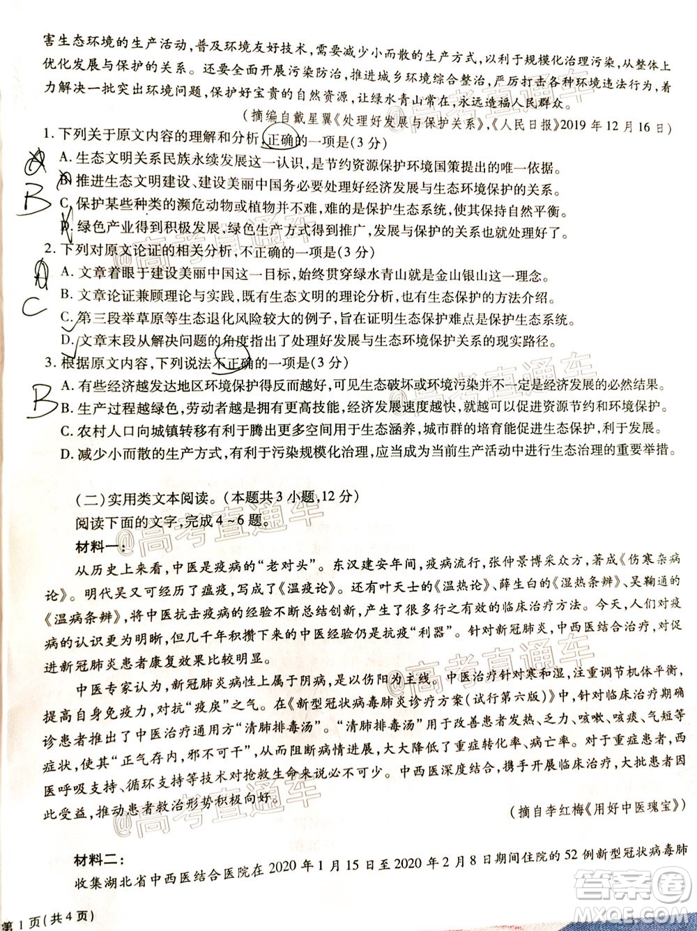 合肥一中2020屆高三最后一卷語(yǔ)文試題及答案