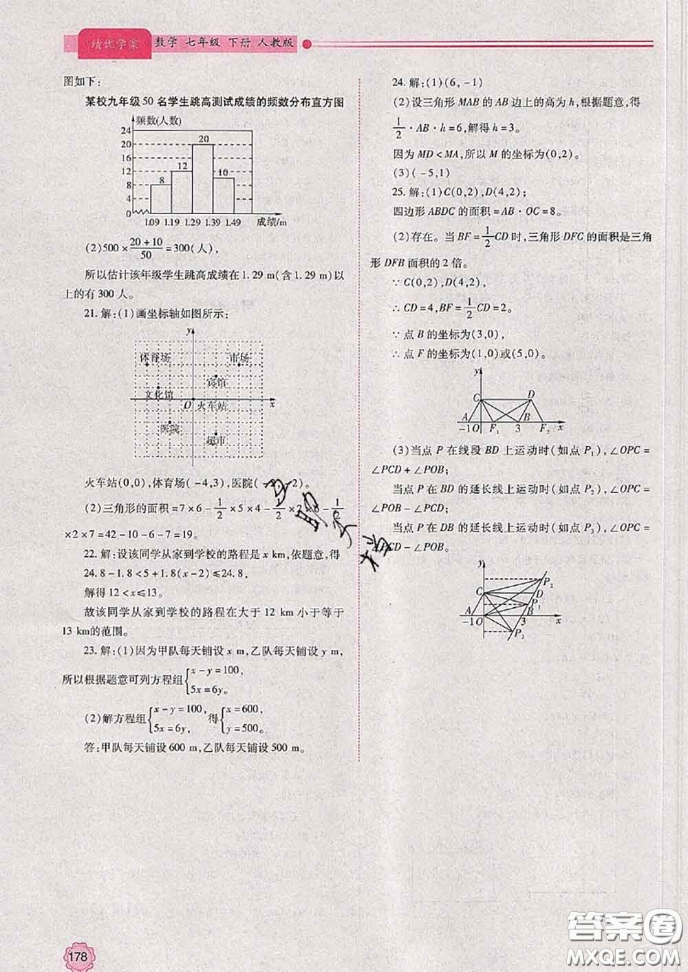 陜西師范大學出版社2020春績優(yōu)學案七年級數(shù)學下冊人教版答案