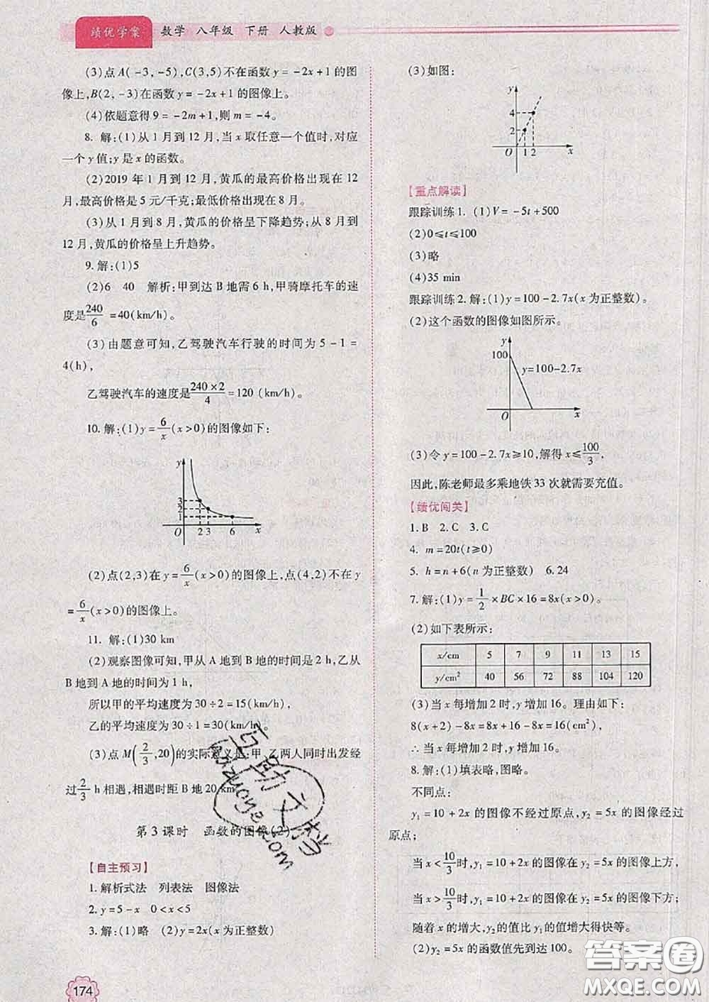 陜西師范大學(xué)出版社2020春績(jī)優(yōu)學(xué)案八年級(jí)數(shù)學(xué)下冊(cè)人教版答案