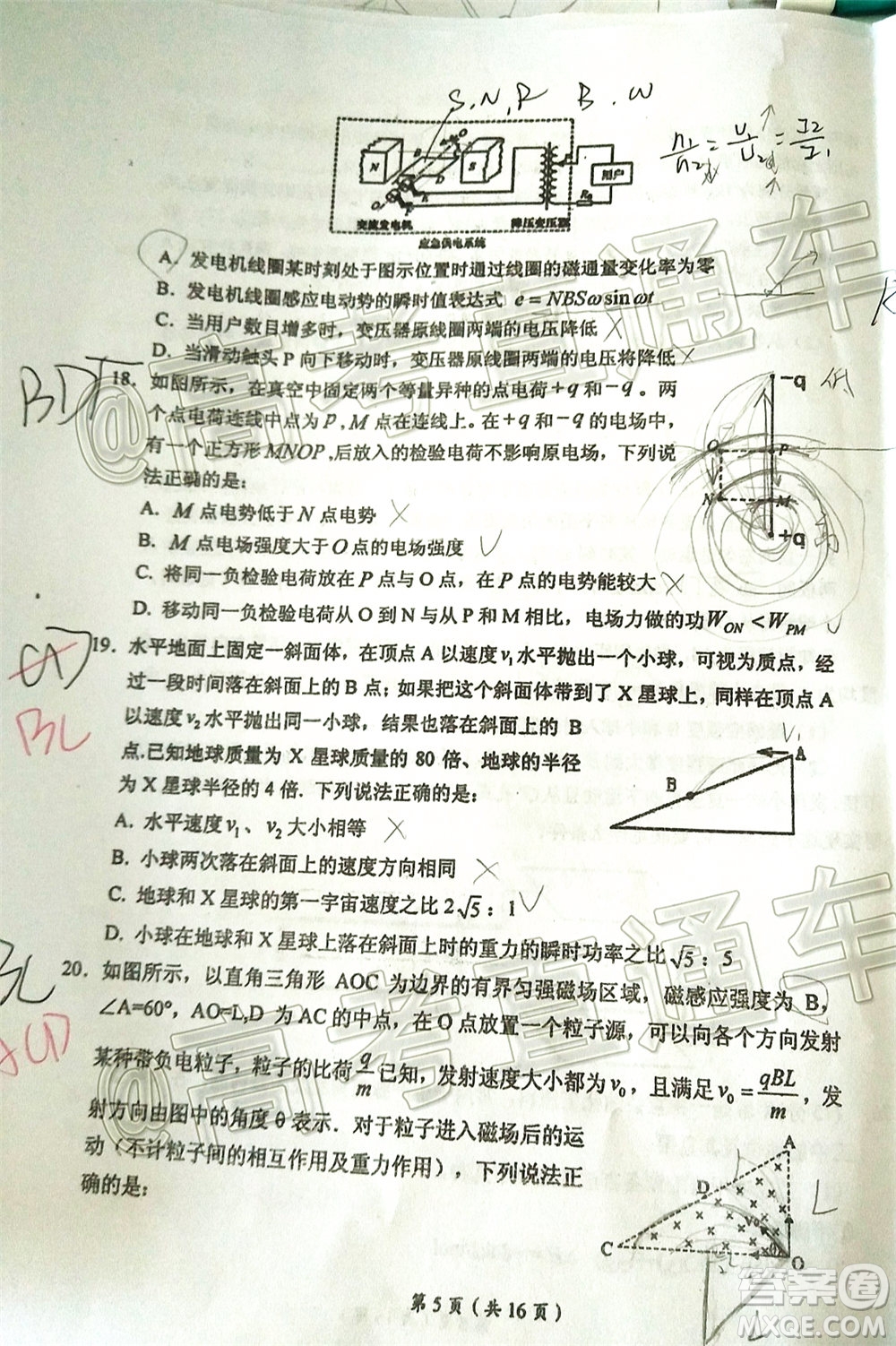 2020年葫蘆島市普通高中高三第二次模擬考試?yán)砜凭C合試題及答案