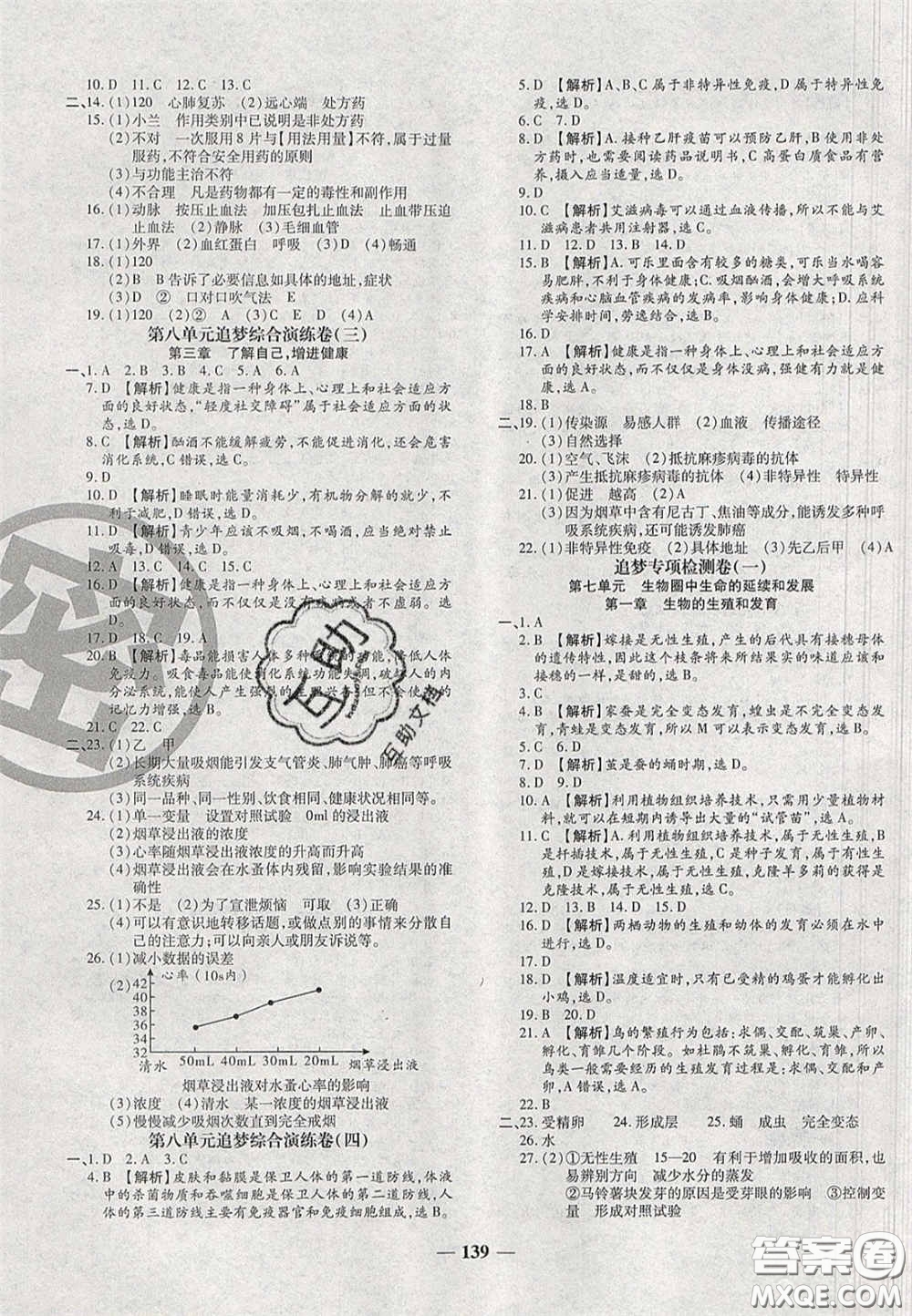 2020年追夢(mèng)之旅鋪路卷八年級(jí)生物下冊(cè)人教版河南專版答案