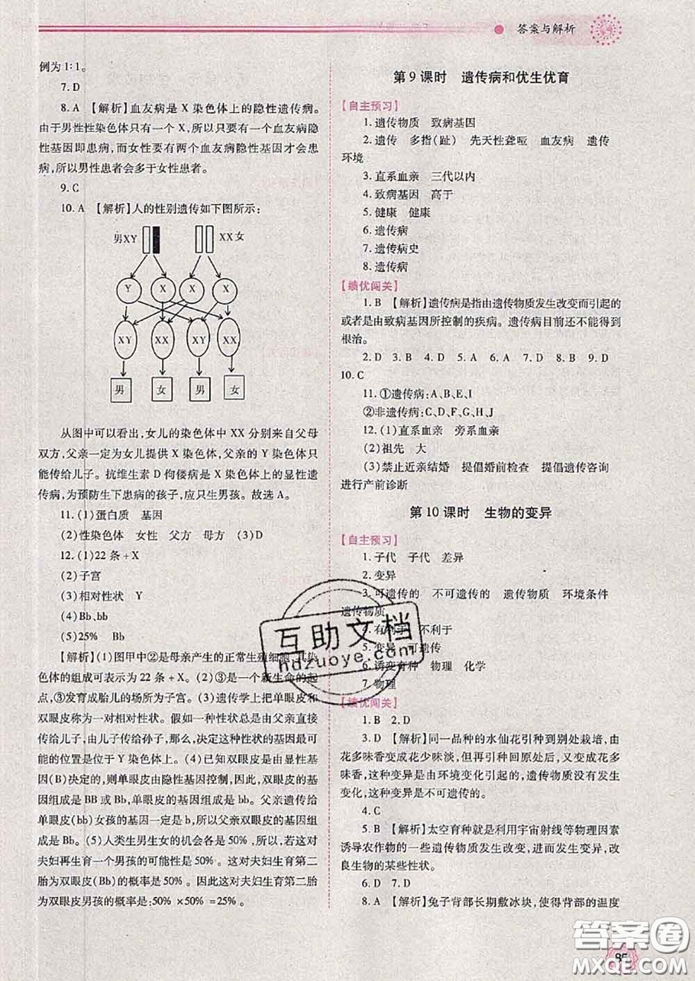 陜西師范大學(xué)出版社2020春績優(yōu)學(xué)案八年級(jí)生物下冊(cè)蘇教版答案