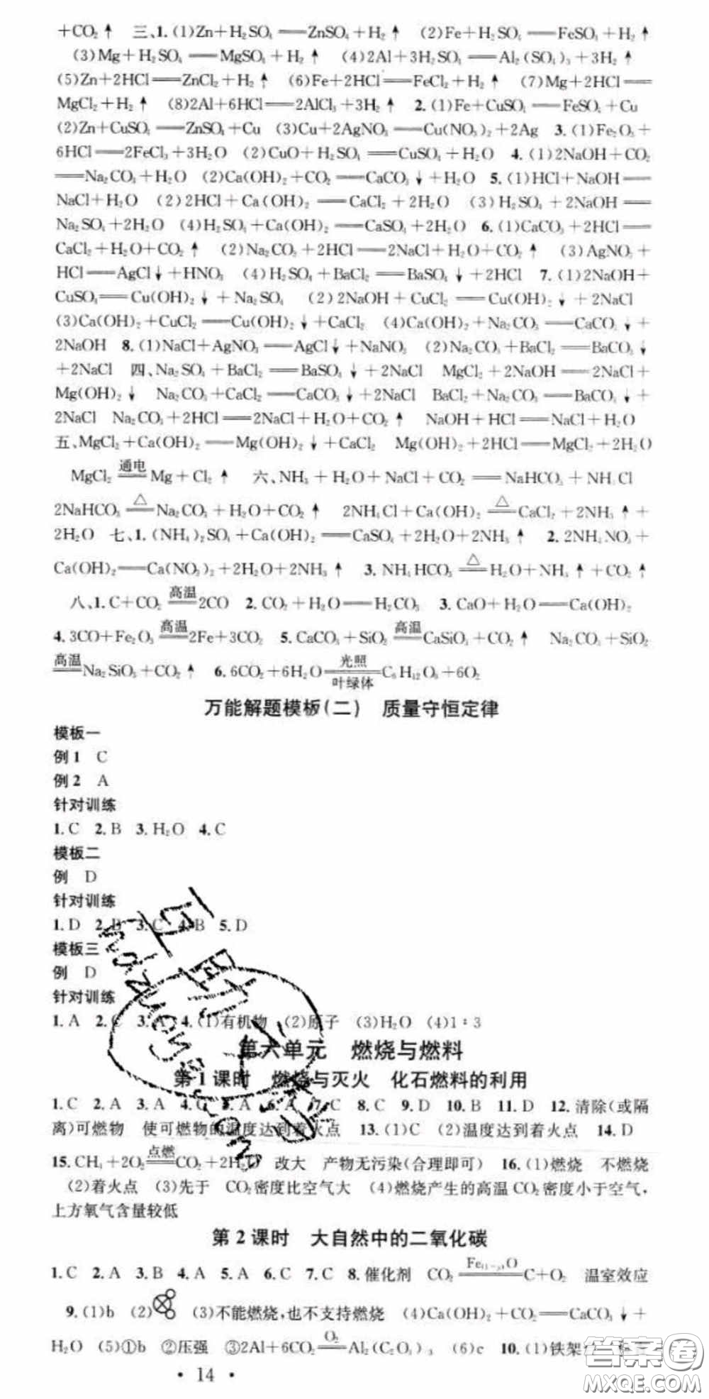 廣東經(jīng)濟(jì)出版社2020火線(xiàn)100天中考滾動(dòng)復(fù)習(xí)法化學(xué)魯教版答案