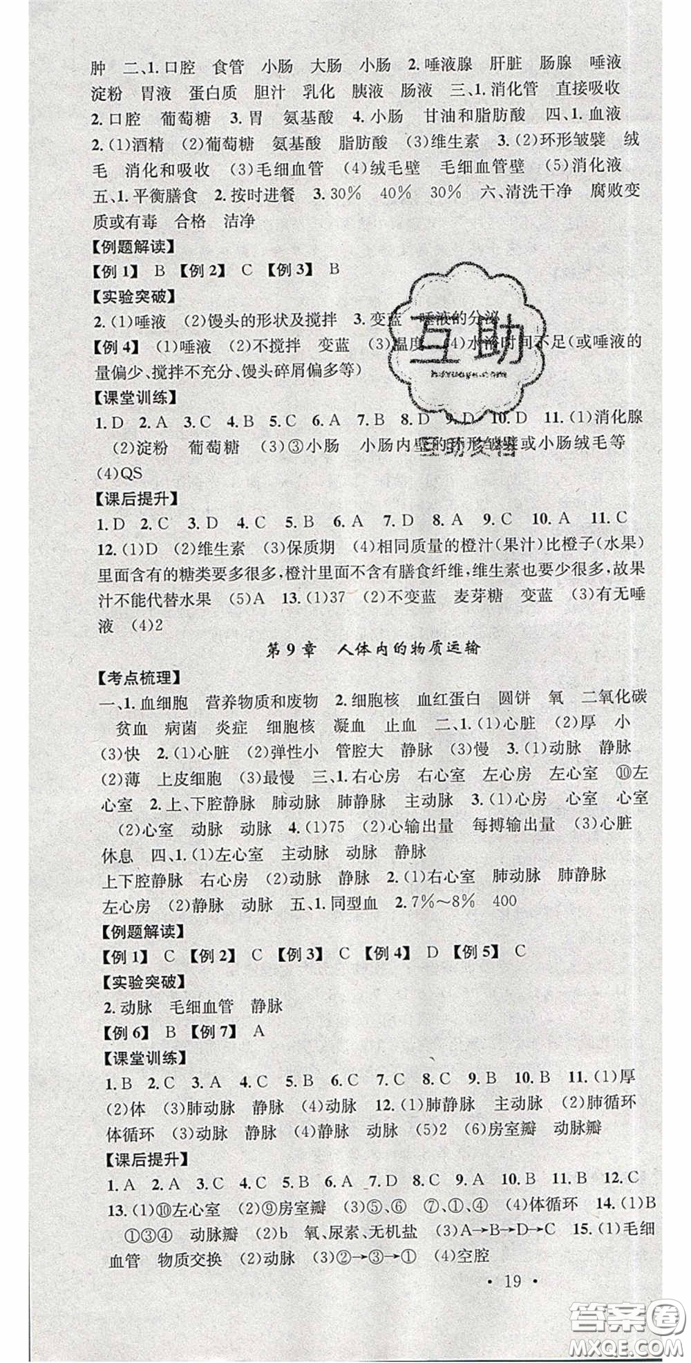 廣東經濟出版社2020火線100天中考滾動復習法生物北師大版答案