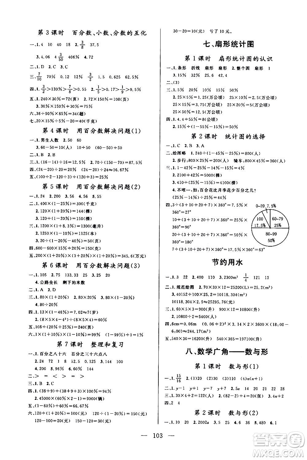 2020年狀元陪練課時優(yōu)化設(shè)計數(shù)學(xué)六年級上冊RJ人教版參考答案