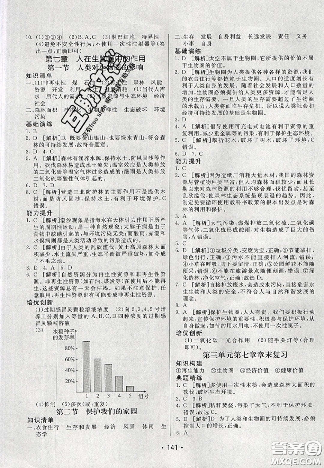 2020年同行學案學練測七年級生物下冊濟南版答案