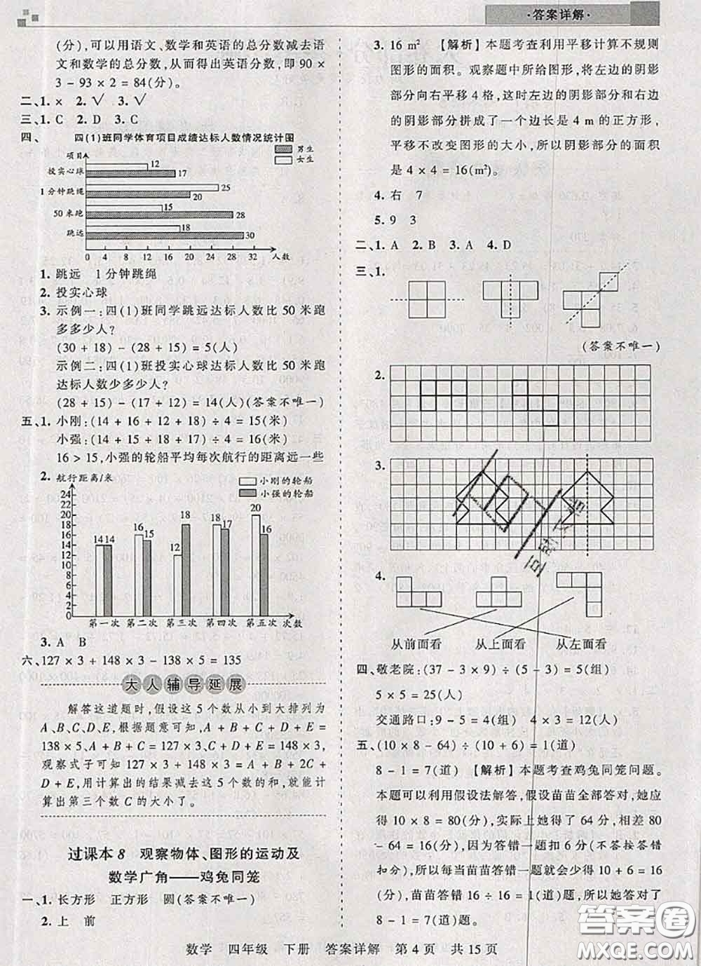 2020年王朝霞各地期末試卷精選四年級數(shù)學(xué)下冊人教版湖北專版答案