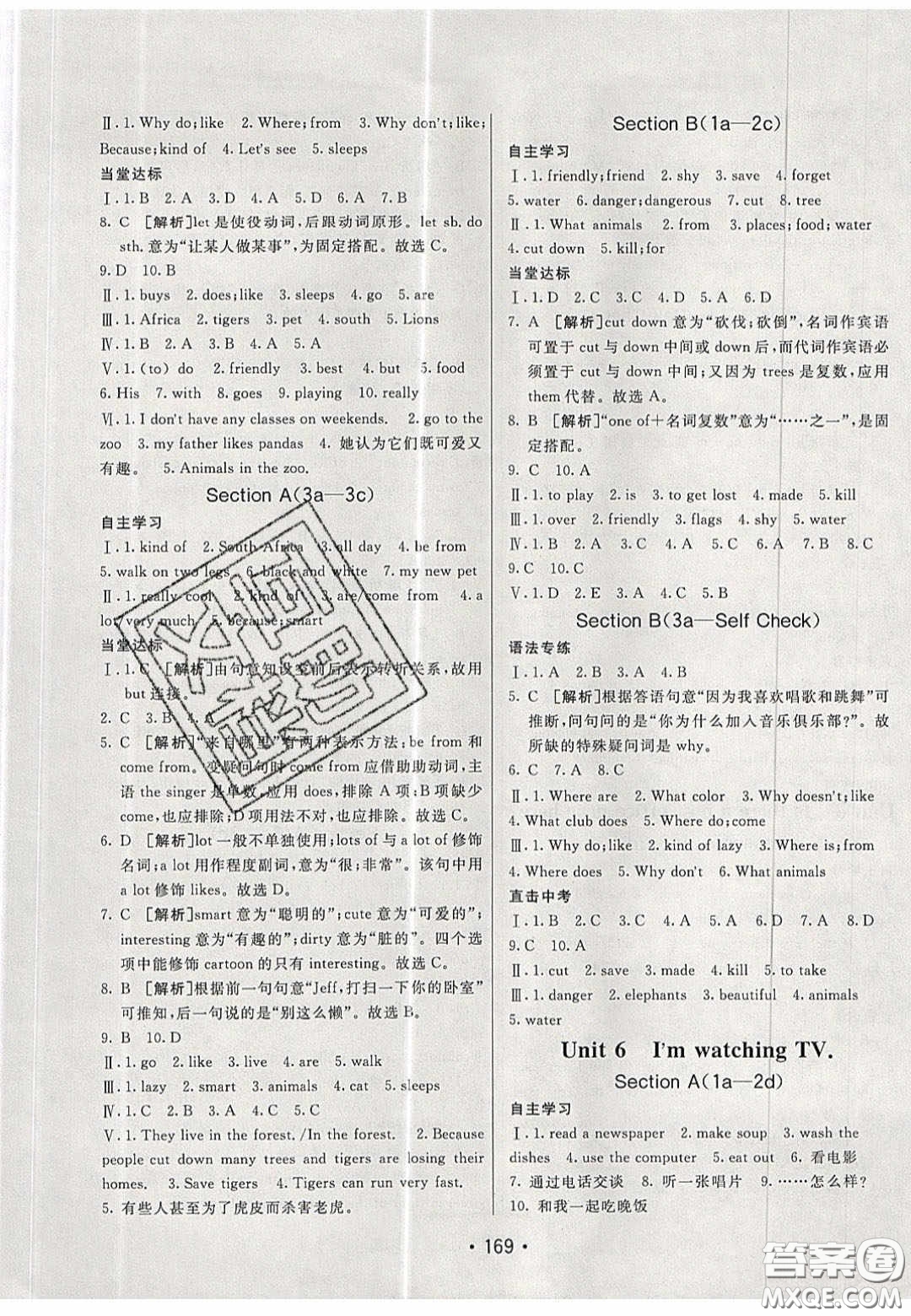 2020年同行學(xué)案學(xué)練測(cè)七年級(jí)英語下冊(cè)青島專版答案