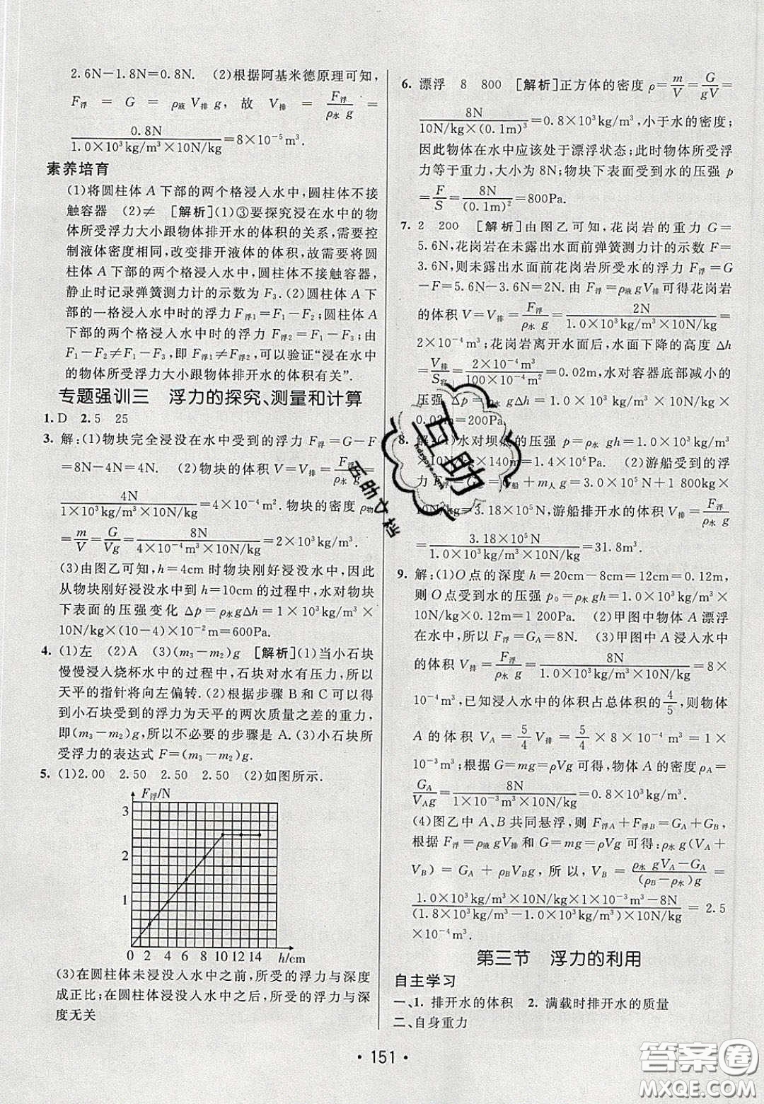 2020年同行學案學練測八年級物理下冊魯教版煙臺專版答案