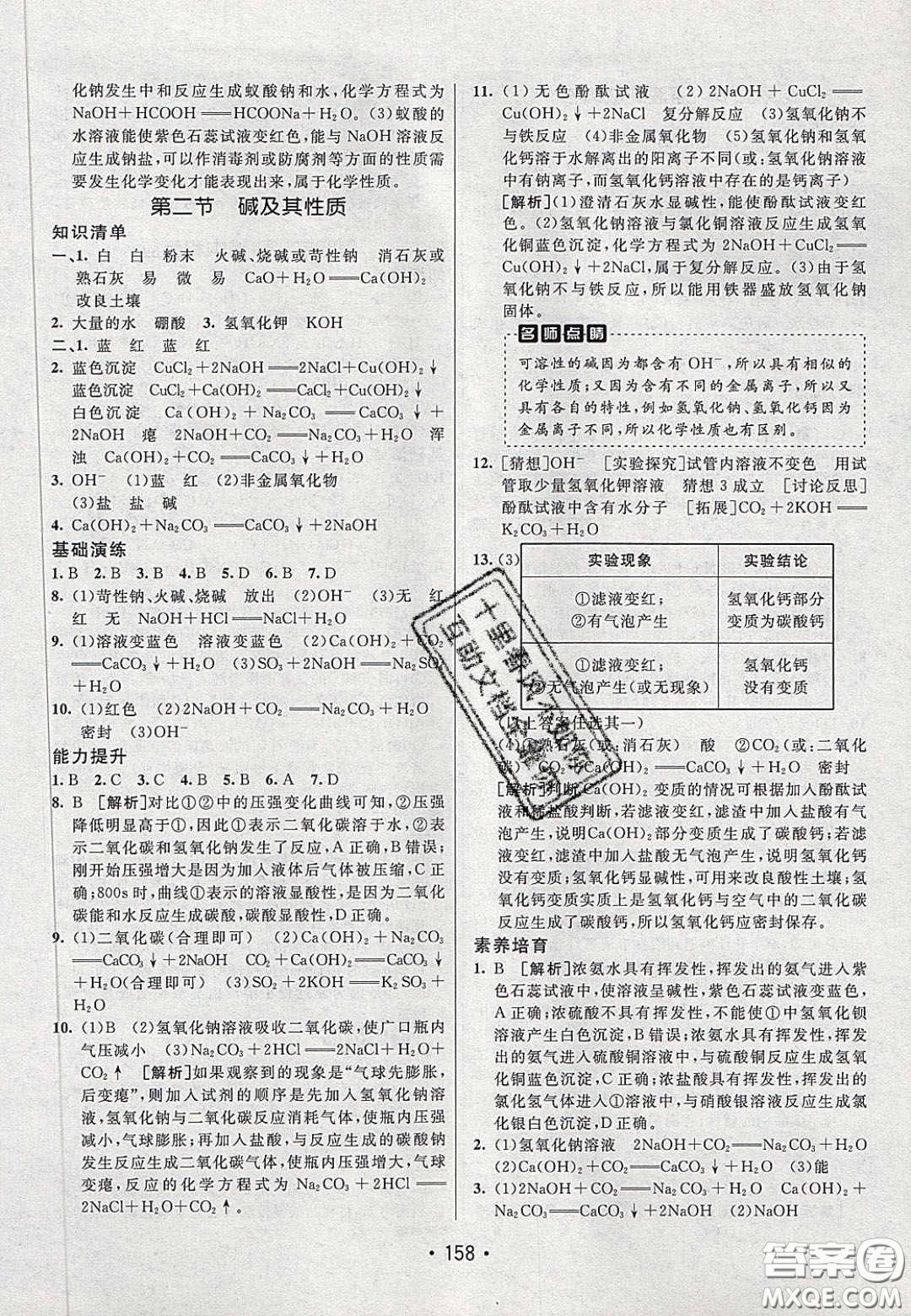 2020年同行學(xué)案學(xué)練測九年級化學(xué)下冊魯教版六三學(xué)制答案