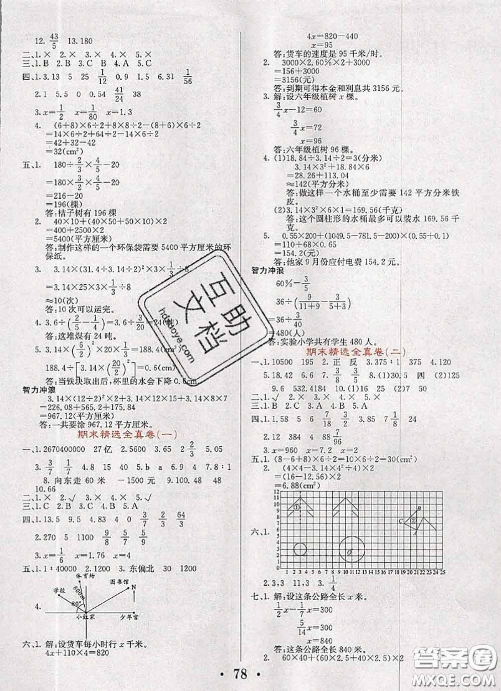 遼寧少年兒童出版社2020年名校名卷六年級數(shù)學(xué)下冊蘇教版答案