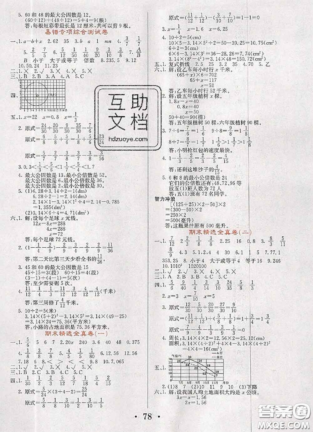 遼寧少年兒童出版社2020年名校名卷五年級數(shù)學下冊蘇教版答案