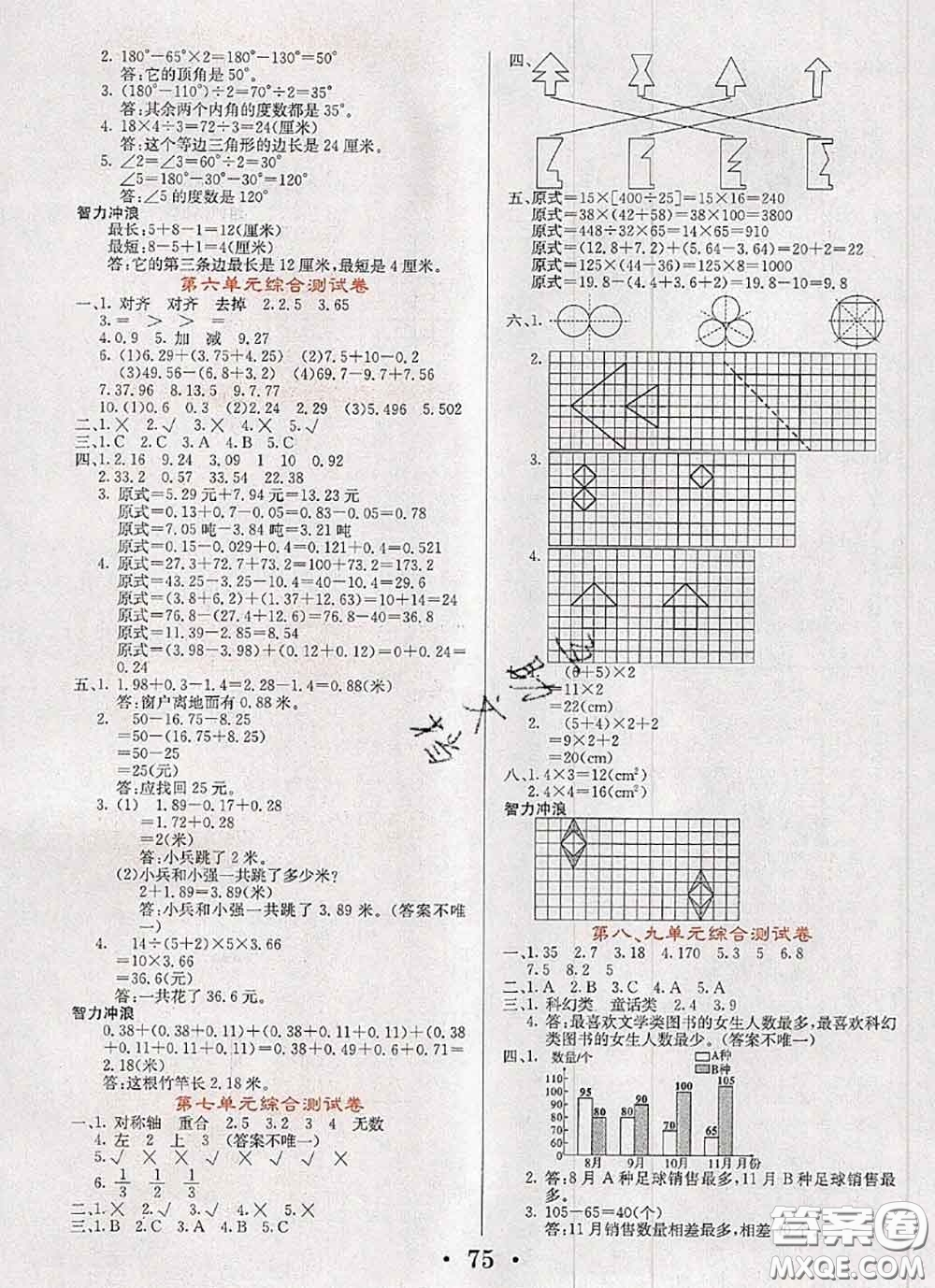 遼寧少年兒童出版社2020年名校名卷四年級(jí)數(shù)學(xué)下冊(cè)人教版答案