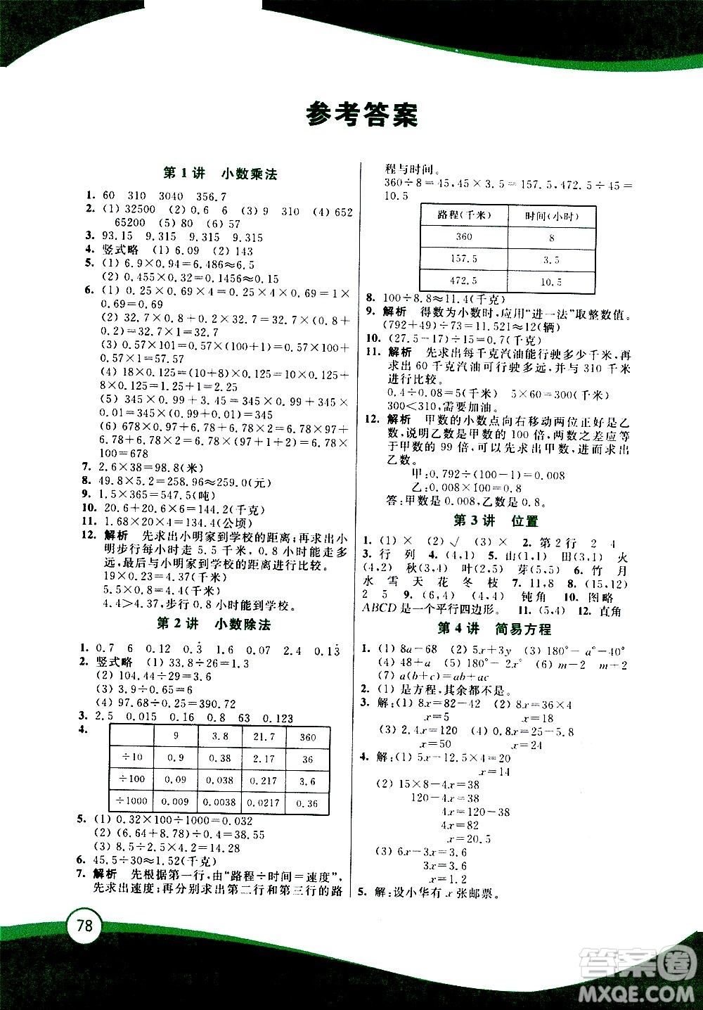 2020年小學(xué)數(shù)學(xué)暑假鞏固銜接15講5升6年級(jí)參考答案