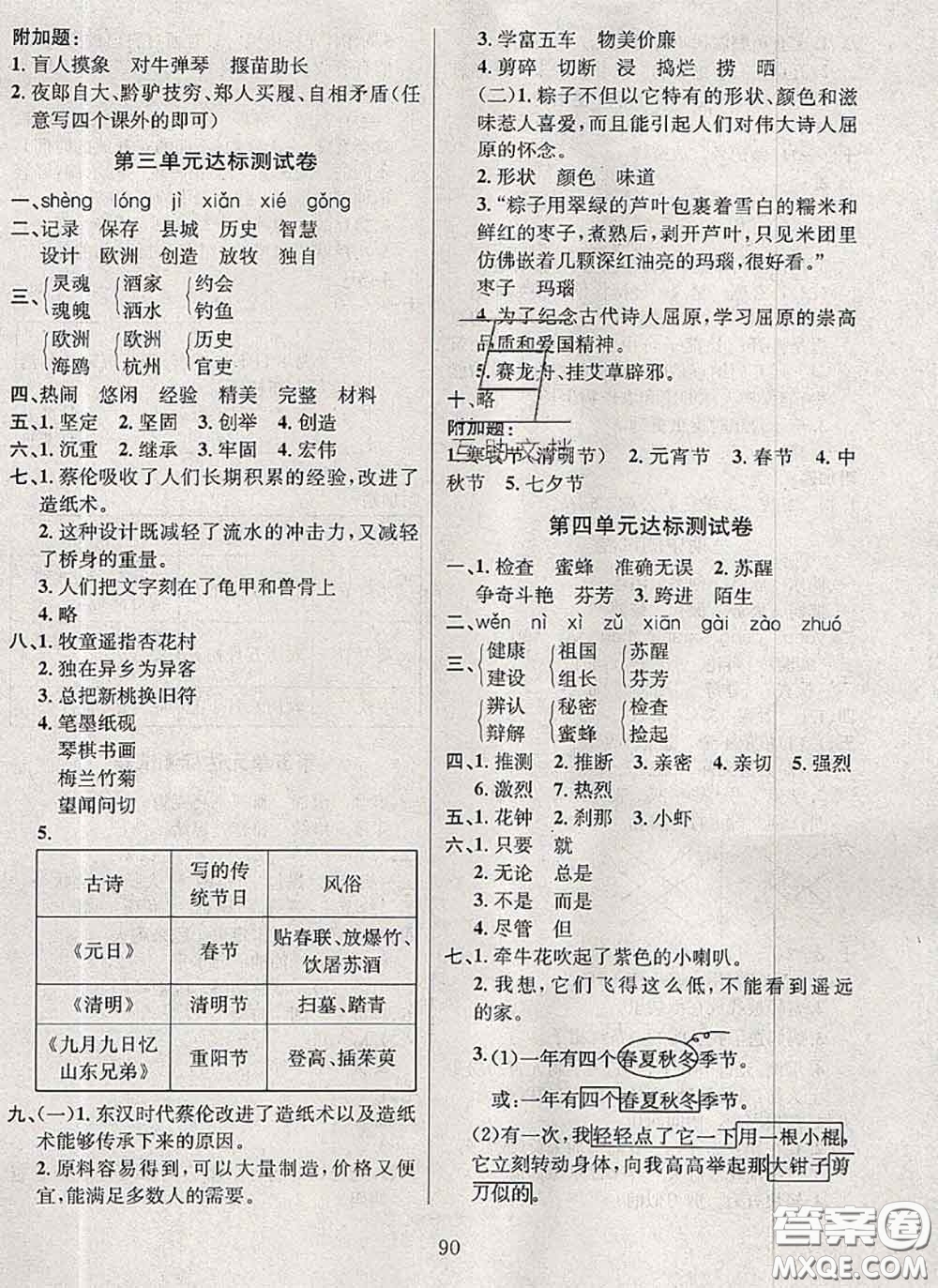 2020名校名卷期末沖刺100分三年級(jí)語(yǔ)文下冊(cè)成都專版答案