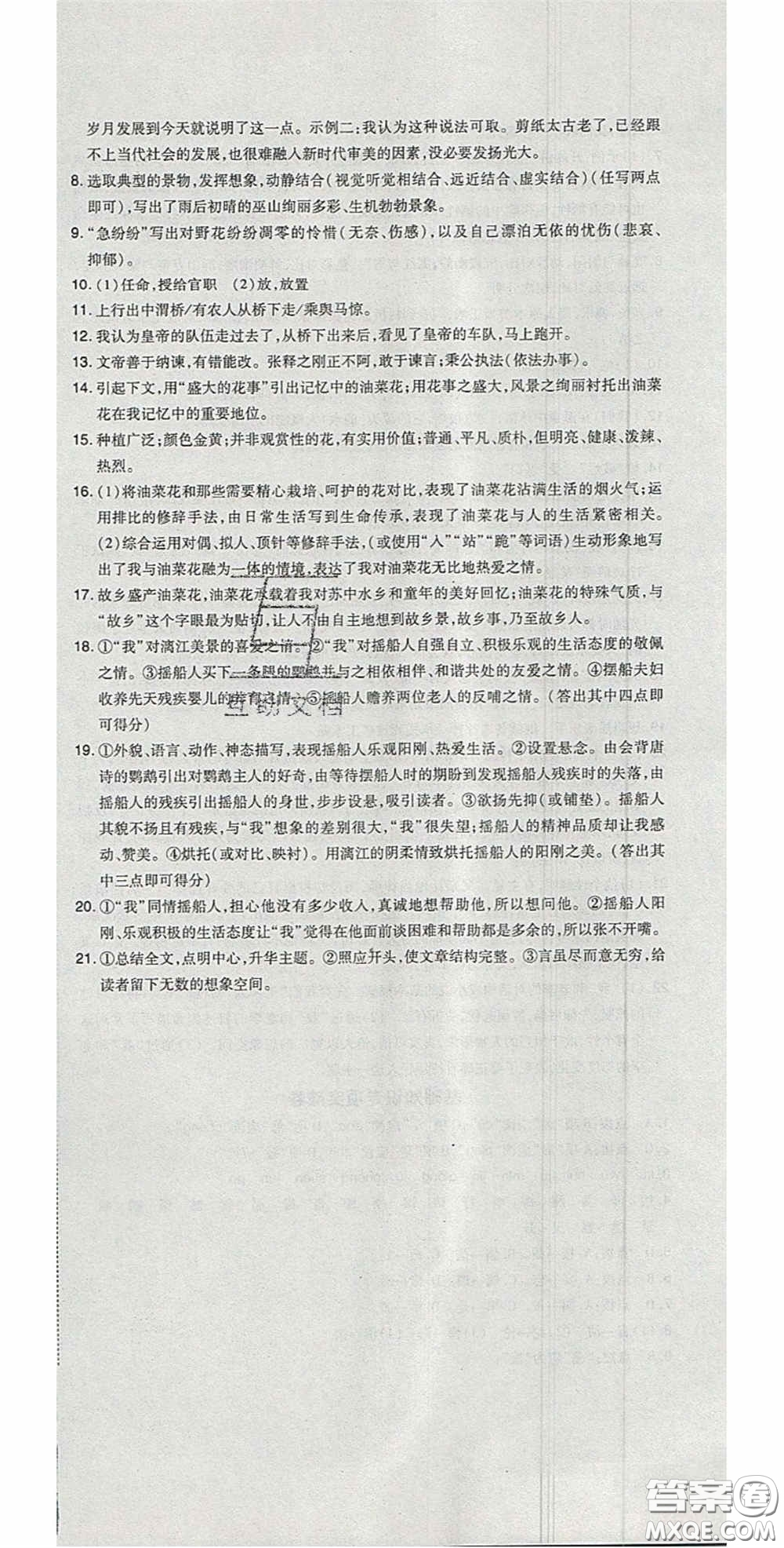 2020開(kāi)心一卷通全優(yōu)大考卷七年級(jí)語(yǔ)文下冊(cè)人教版答案
