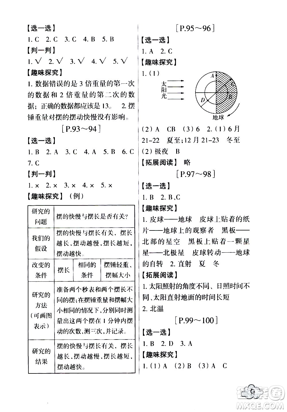 浙江少年兒童出版社2020年暑假學與練五年級數(shù)學R人教版科學J教科版版參考答案