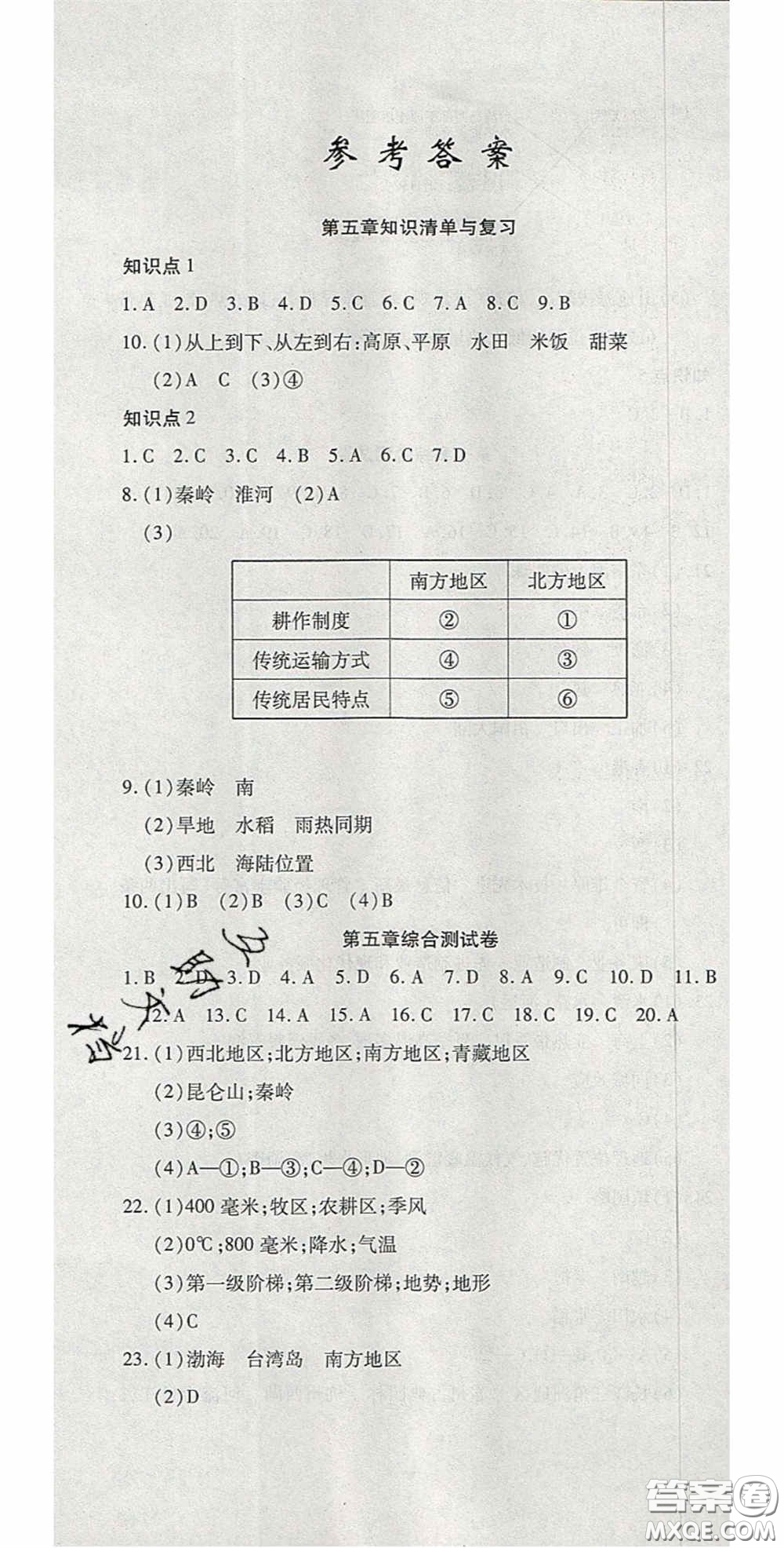 2020開心一卷通全優(yōu)大考卷八年級(jí)地理下冊(cè)人教版答案