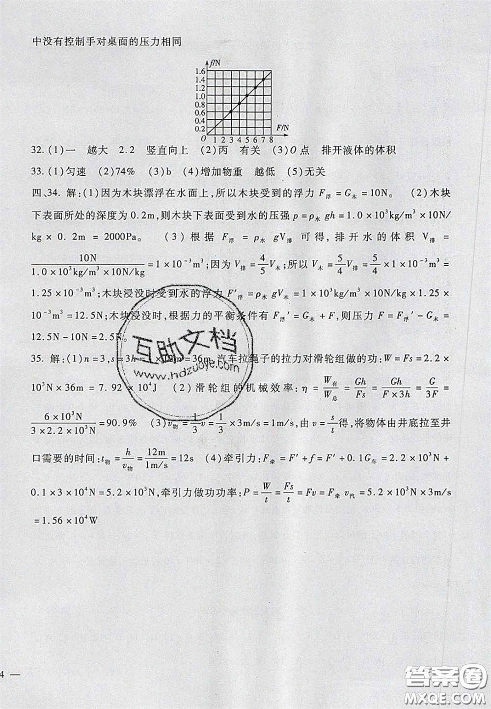 2020年華夏一卷通八年級(jí)物理下冊(cè)人教版答案