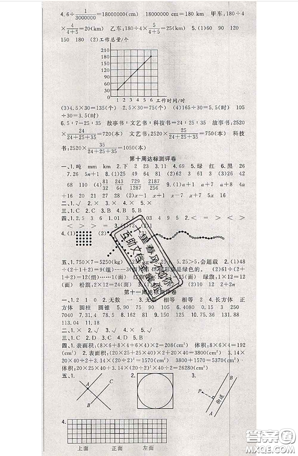 南方出版社2020狀元大考卷六年級數(shù)學下冊北師版答案