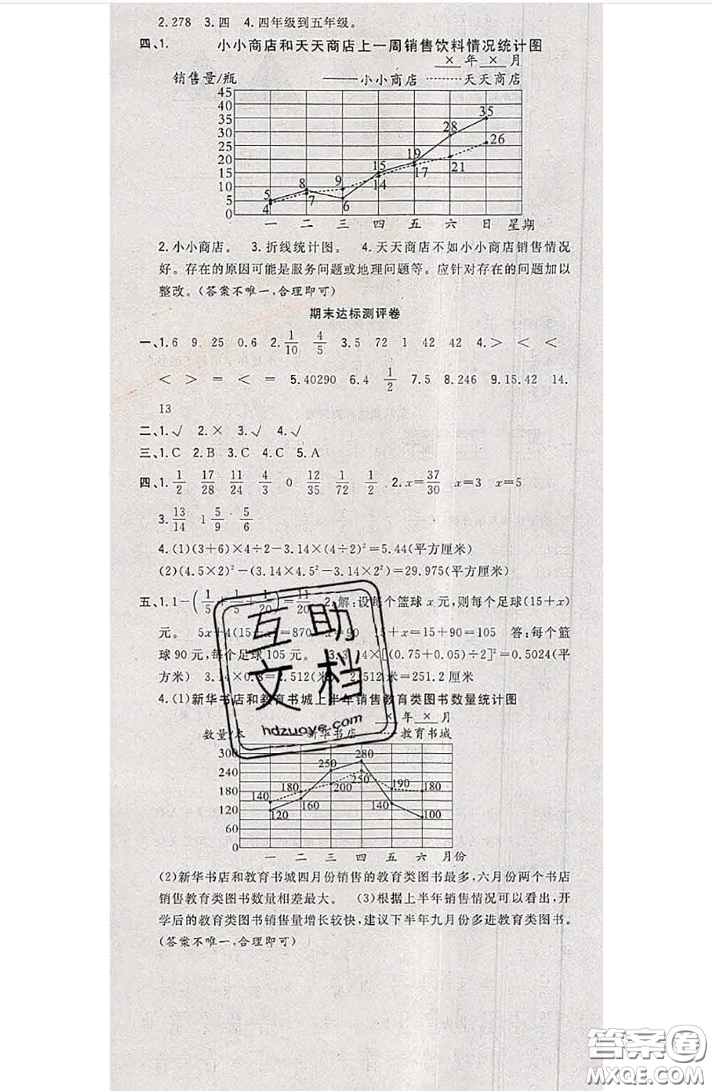 南方出版社2020狀元大考卷五年級數(shù)學(xué)下冊蘇教版答案