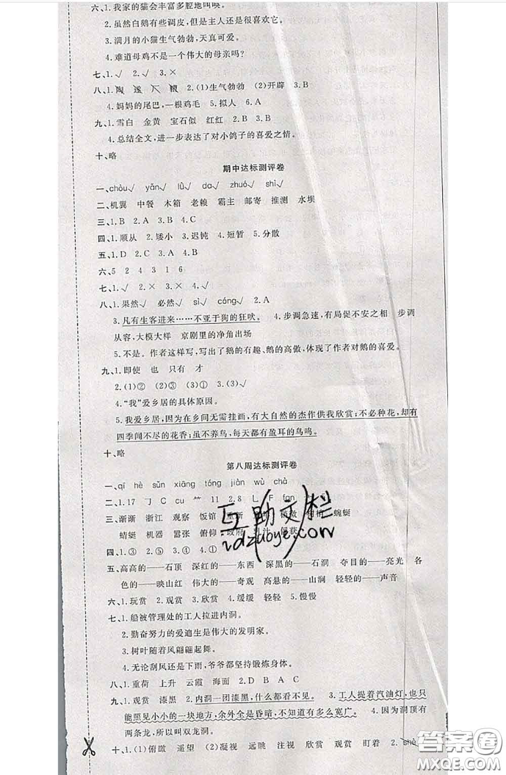 南方出版社2020狀元大考卷四年級(jí)語(yǔ)文下冊(cè)人教版答案