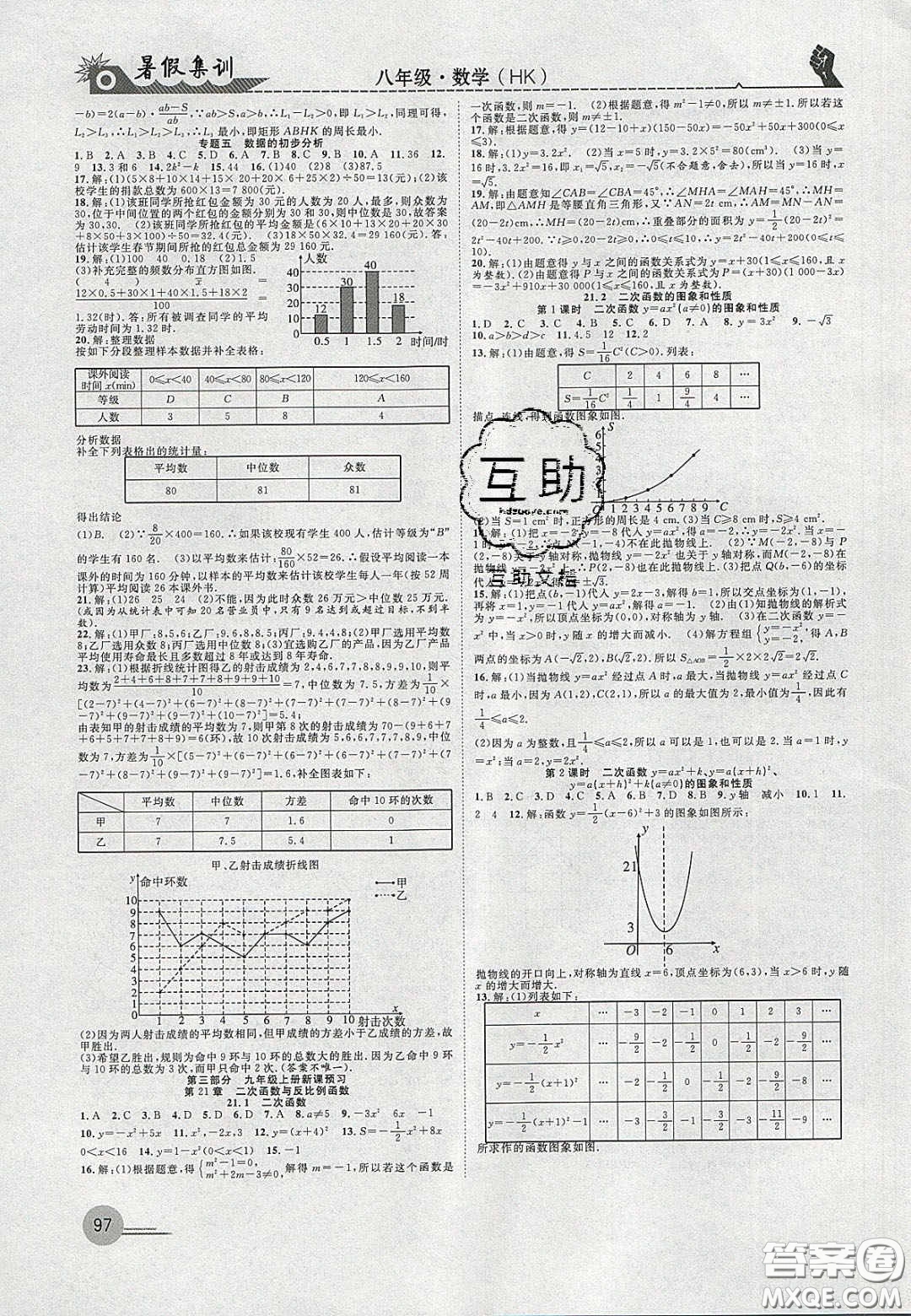 合肥工業(yè)大學出版社2020暑假集訓八年級數(shù)學滬科版答案