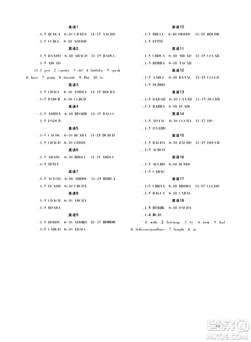 重慶出版集團(tuán)2020年暑假生活七年級A版參考答案