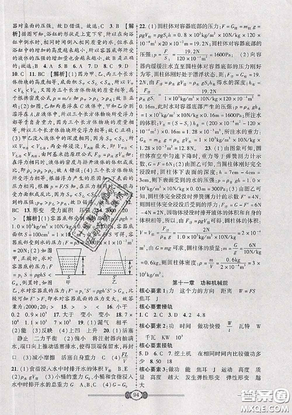 2020年金榜名卷必刷卷八年級(jí)物理下冊(cè)人教版答案
