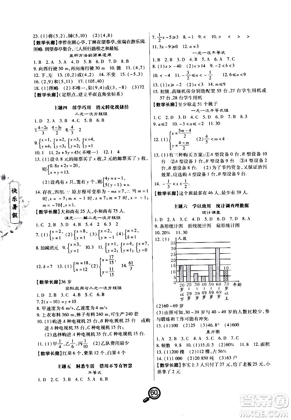 2020年Happy暑假作業(yè)快樂暑假數(shù)學(xué)七年級參考答案