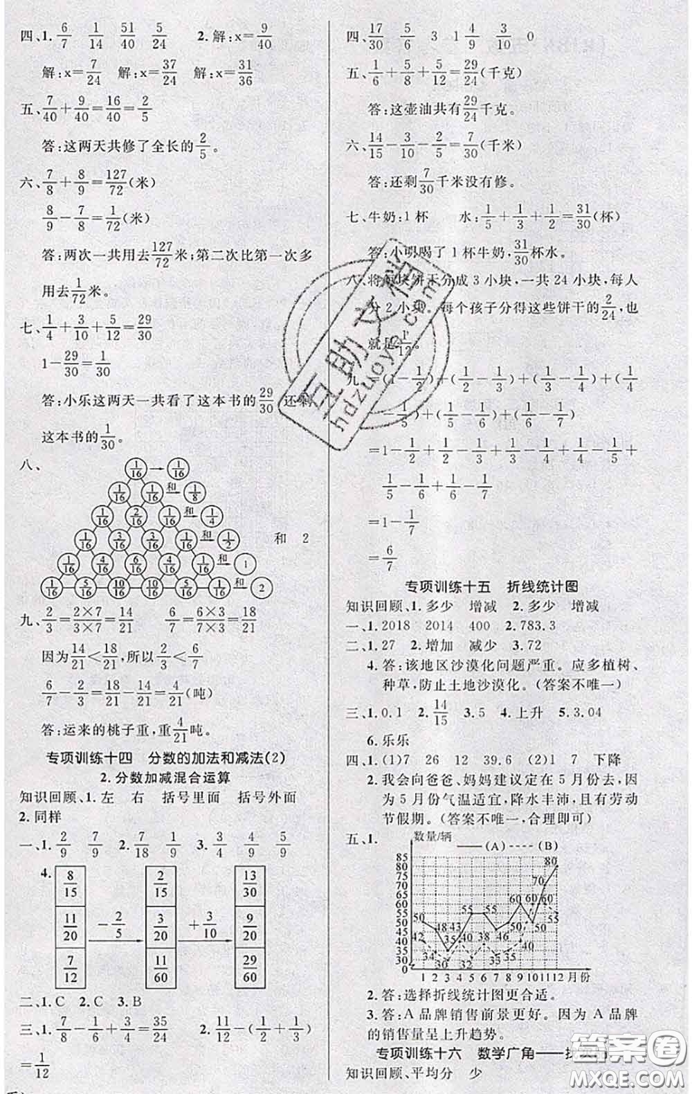 長江出版社2020年優(yōu)生樂園學(xué)期總復(fù)習(xí)暑假五年級數(shù)學(xué)人教版答案
