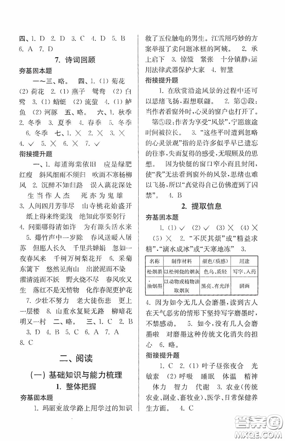 南京大學(xué)出版社2020南大勵(lì)學(xué)搶先起跑暑假銜接教程小升初語文第3版答案