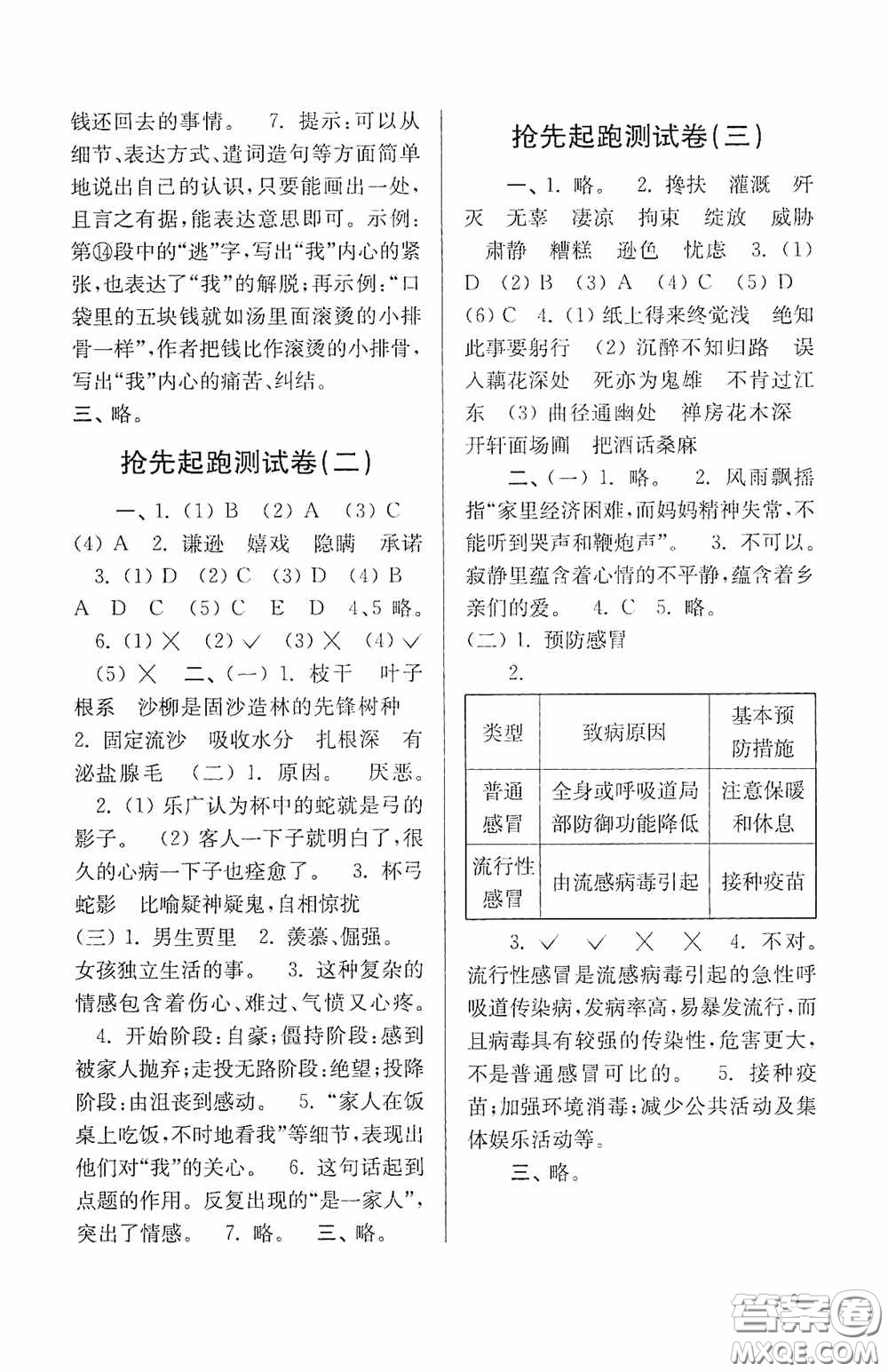 南京大學(xué)出版社2020南大勵(lì)學(xué)搶先起跑暑假銜接教程小升初語文第3版答案