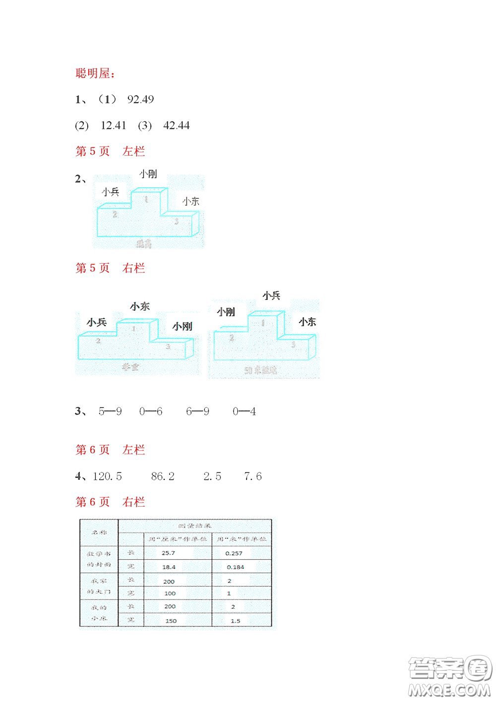 2020安徽省暑假作業(yè)四年級數(shù)學北師大版答案