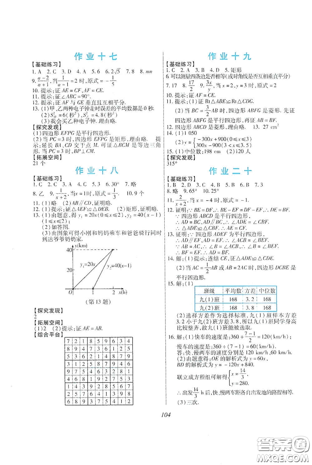 吉林出版集團(tuán)股份有限公司2020假日數(shù)學(xué)八年級H版答案