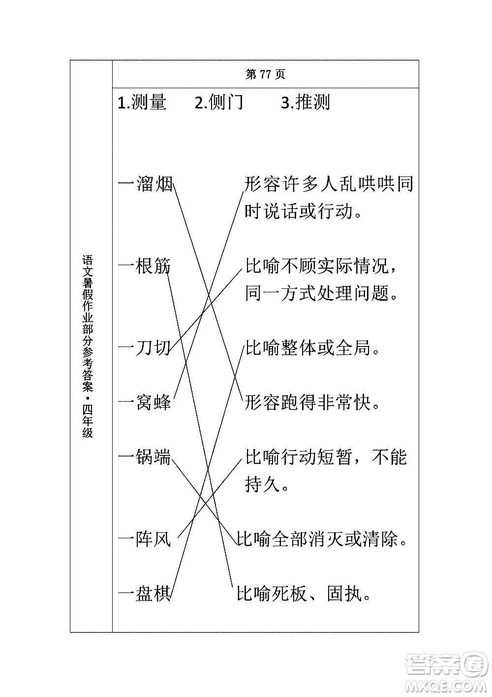 長(zhǎng)春出版社2020年常春藤暑假作業(yè)語(yǔ)文四年級(jí)人教部編版參考答案