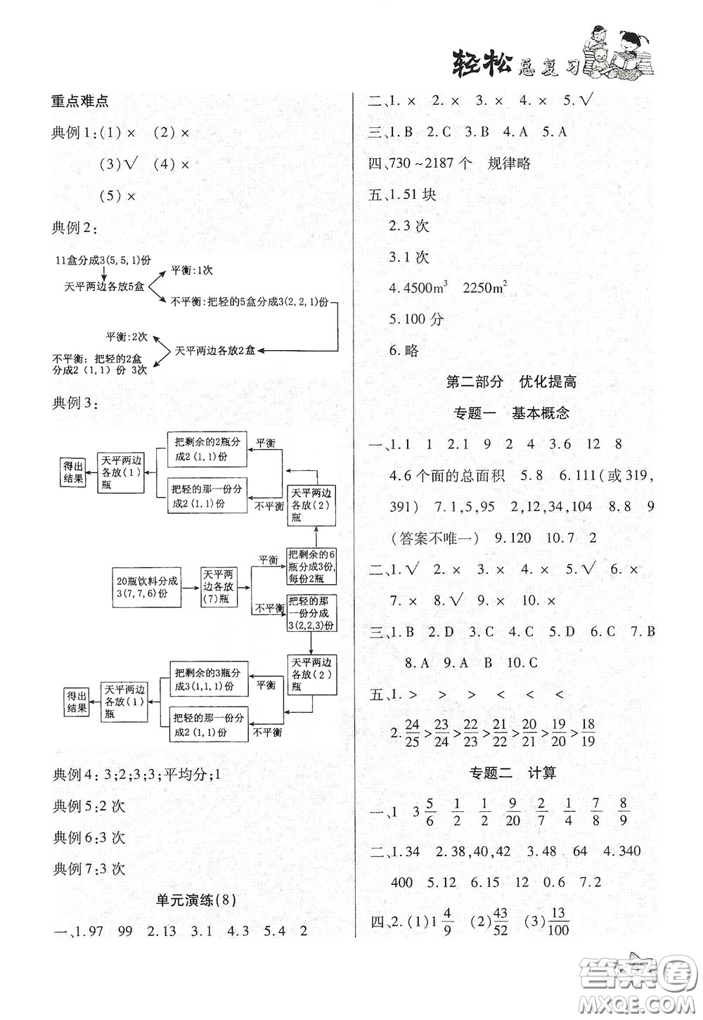 河北科學(xué)技術(shù)出版社2020輕松總復(fù)習(xí)假期作業(yè)輕松暑假五年級數(shù)學(xué)人教版答案