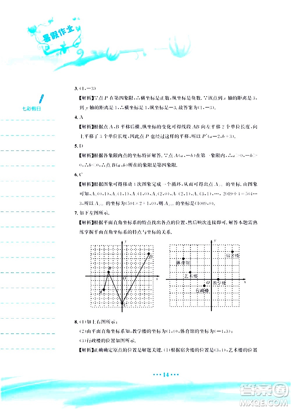 安徽教育出版社2020年暑假作業(yè)七年級(jí)數(shù)學(xué)人教版參考答案