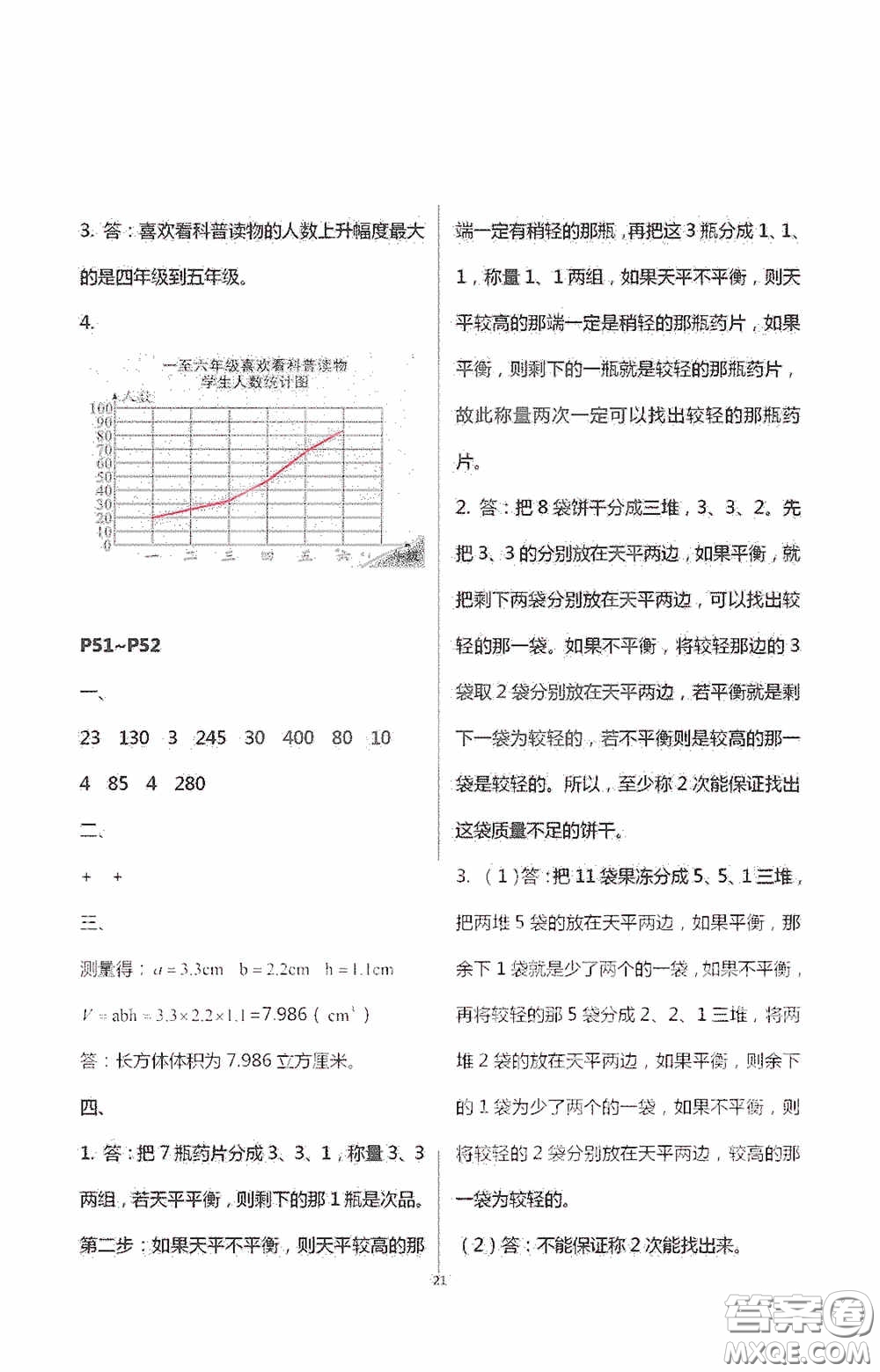 安徽人民出版社2020假期課堂暑假作業(yè)五年級數(shù)學人教版答案