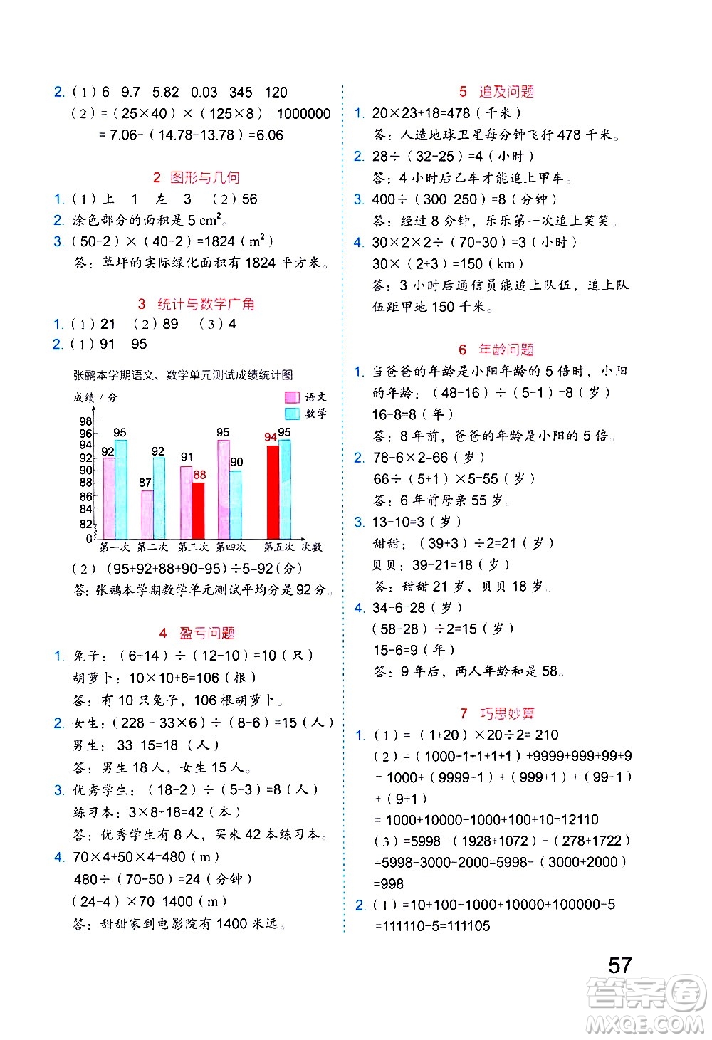 吉林大學(xué)出版社2020年新思維假期作業(yè)暑假四年級(jí)數(shù)學(xué)RJB人教版參考答案