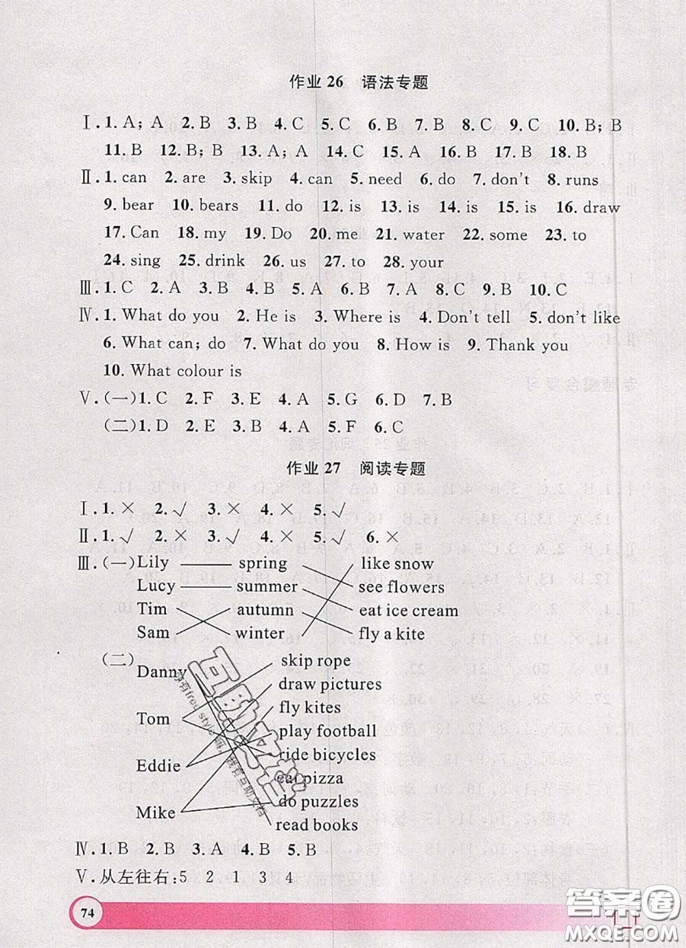 2020年鐘書金牌暑假作業(yè)導(dǎo)與練一年級英語上海專版參考答案