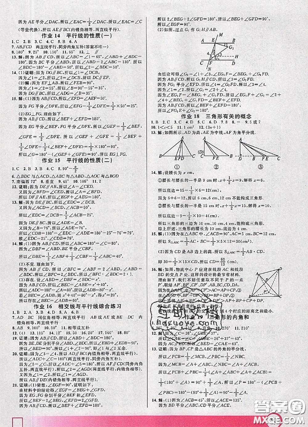 2020年鐘書金牌暑假作業(yè)導與練七年級數學上海專版參考答案