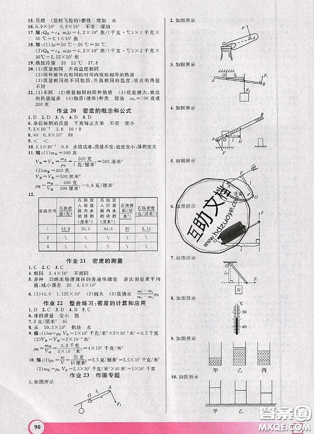 2020年鐘書金牌暑假作業(yè)導(dǎo)與練八年級物理上海專版參考答案